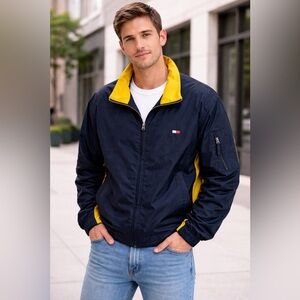 90s Vintage Tommy Hilfiger Full Zip Windbreaker Jacket Color block XL